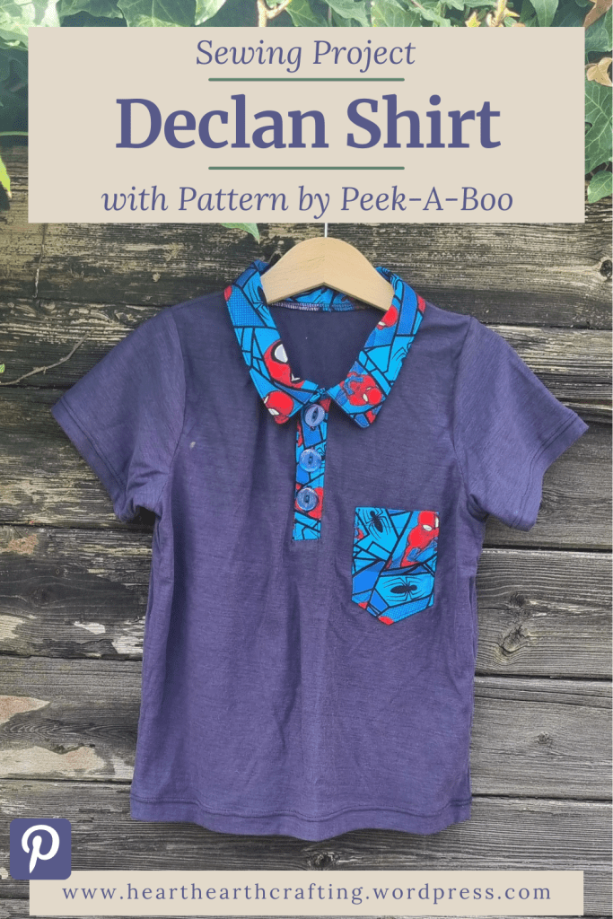 Sewing a Spiderman Shirt on a Budget with Peek-A-Boo Pattern’s Declan Pinterest Pin