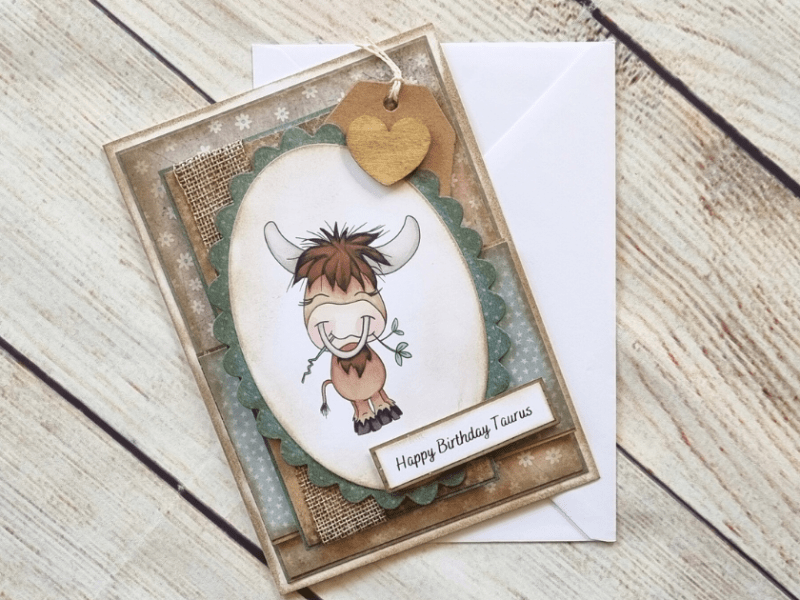 How to Make a Taurus Zodiac Birthday Card with Digital&nbsp;Stamping