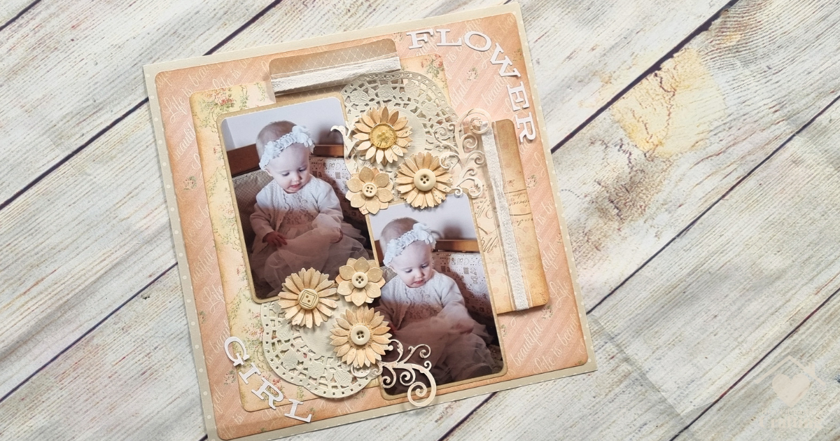 Vintage Wedding Scrapbook Page Layout Inspiration with Floral Muse Papers