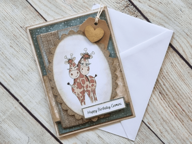 How to Make a Gemini Zodiac Birthday Card with Digital&nbsp;Stamping