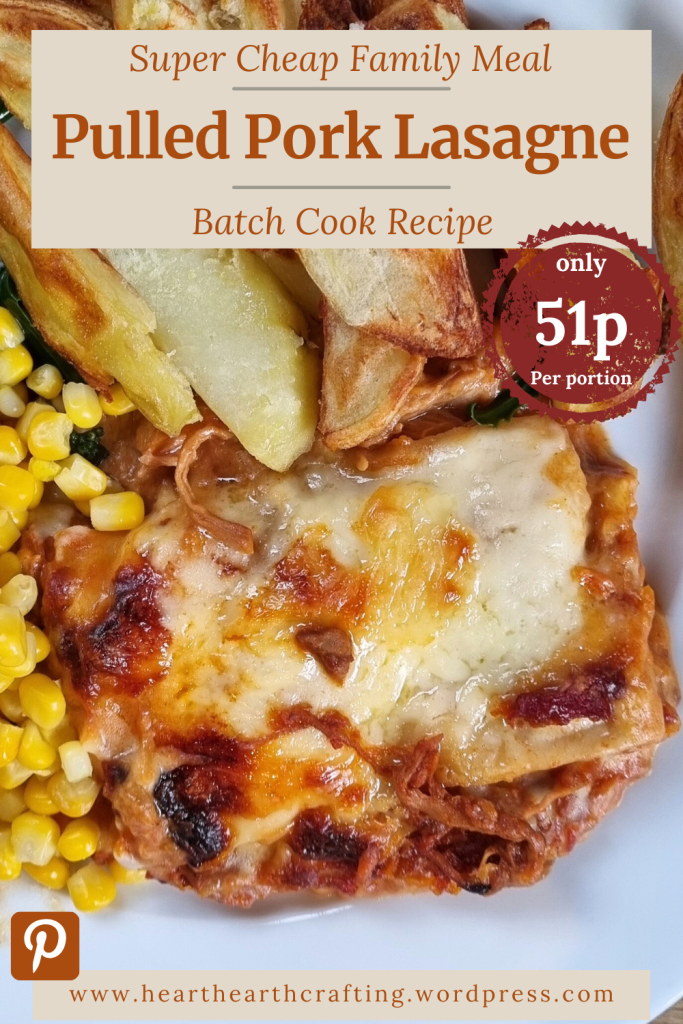 Pulled Pork Lasagne Recipe – Budget Batch Cook Pinterest Pin