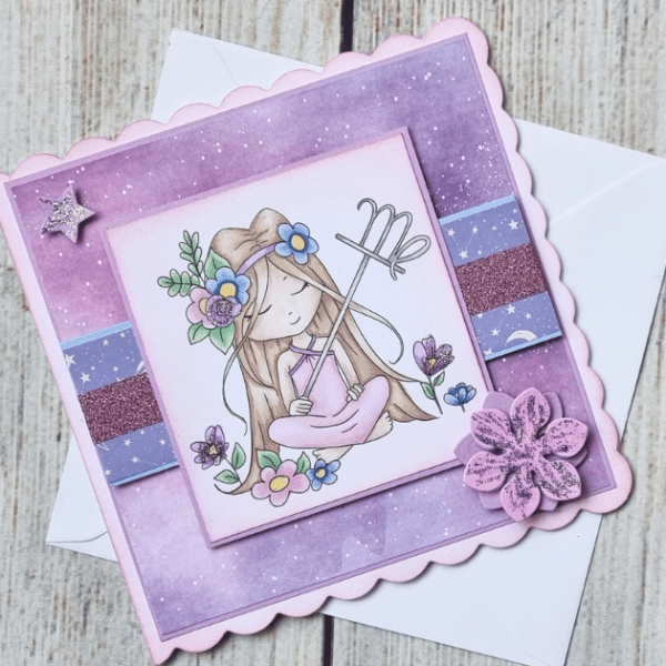 How to Make a Virgo Zodiac Birthday Card with Digital&nbsp;Stamping