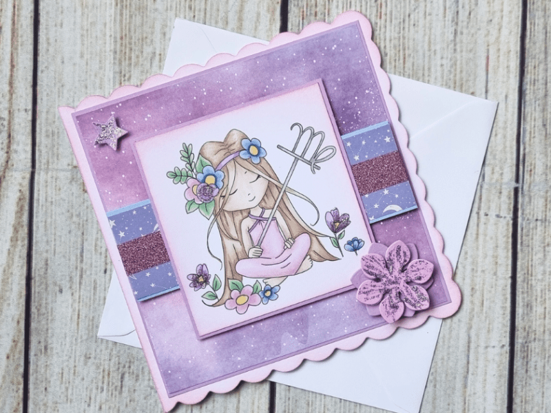 How to Make a Virgo Zodiac Birthday Card with Digital&nbsp;Stamping