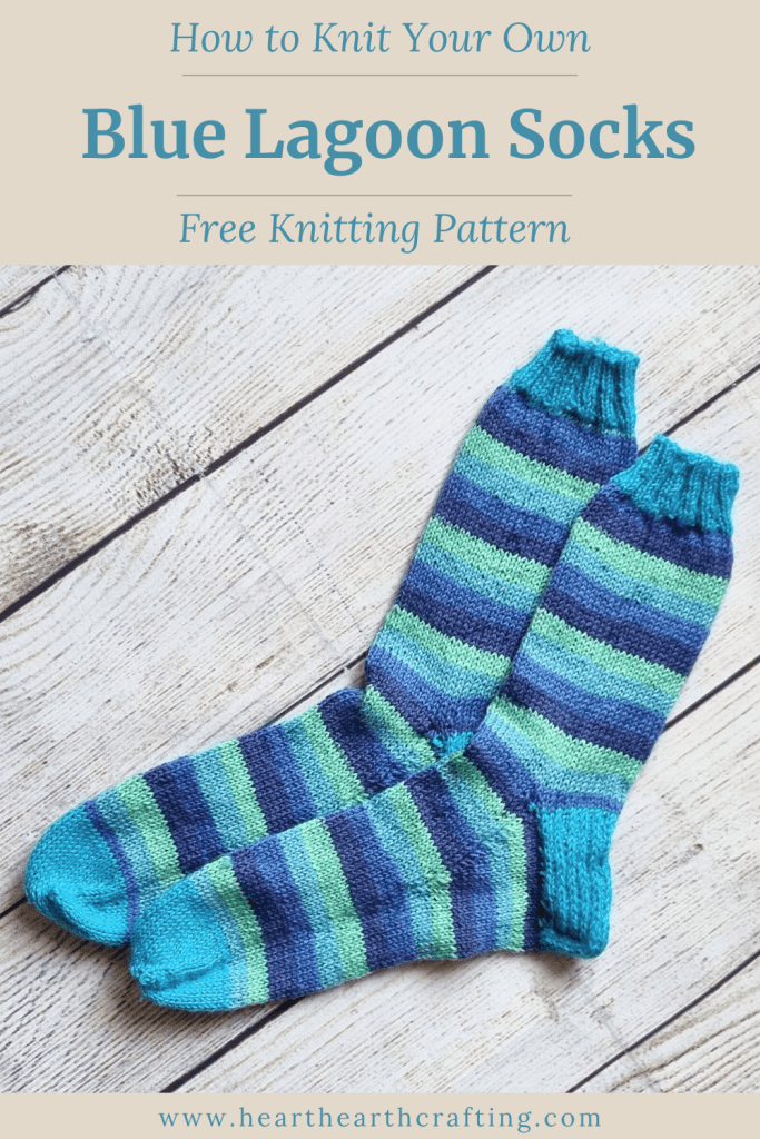 How to Knit Your Own Blue Lagoon Socks [Free Knitting Pattern] Pinterest Pin